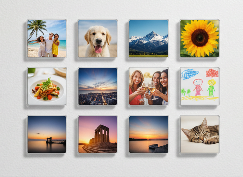 Photo fridge magenet in a grid